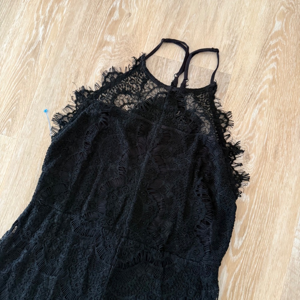 Free People She's Got it Black lace mini dress sleeveless backless sexy - Picture 9 of 16